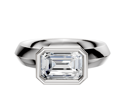 Platinum Bezel Full Bezel East/West Classic Knife Edge 4.0mm Engagement Ring