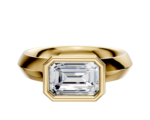 14K Yellow Gold Bezel Full Bezel East/West Classic Knife Edge 4.0mm Engagement Ring