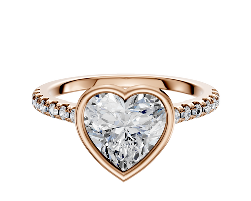 18K Rose Gold Bezel Full Bezel East/West Cathedral Dome 1-Row-Pave 2.5mm Engagement Ring