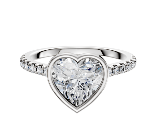 18K Two Tone Bezel Full Bezel East/West Cathedral Dome 1-Row-Pave 2.5mm Engagement Ring