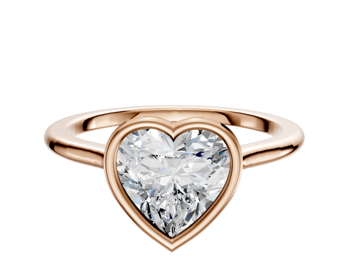 18K Rose Gold Bezel Full Bezel East/West Cathedral Dome 1.5mm Engagement Ring