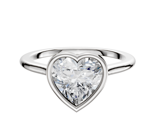 18K White Gold Bezel Full Bezel East/West Cathedral Dome 1.5mm Engagement Ring