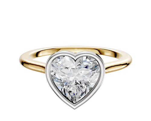 18K Two Tone Bezel Full Bezel East/West Cathedral Dome 1.5mm Engagement Ring