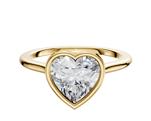 14K Yellow Gold Bezel Full Bezel East/West Cathedral Dome 1.5mm Engagement Ring