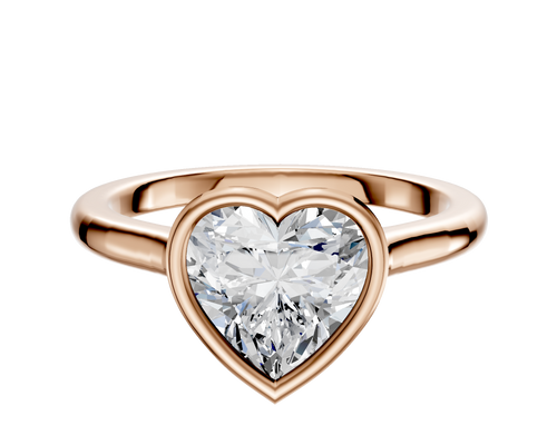 18K Rose Gold Bezel Full Bezel East/West Cathedral Dome 2.0mm Engagement Ring