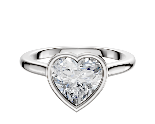 14K White Gold Bezel Full Bezel East/West Cathedral Dome 2.0mm Engagement Ring