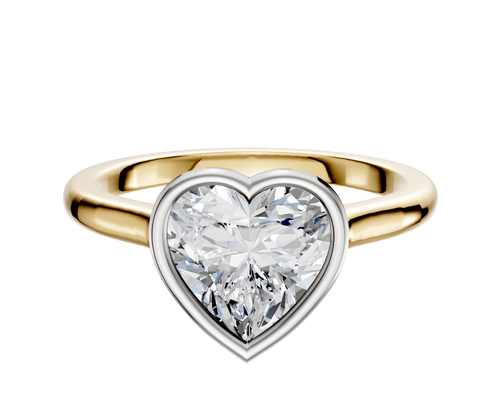 18K Two Tone Bezel Full Bezel East/West Cathedral Dome 2.0mm Engagement Ring