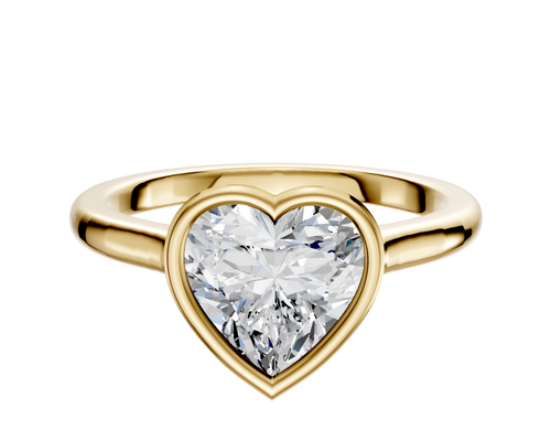 14K Yellow Gold Bezel Full Bezel East/West Cathedral Dome 2.0mm Engagement Ring