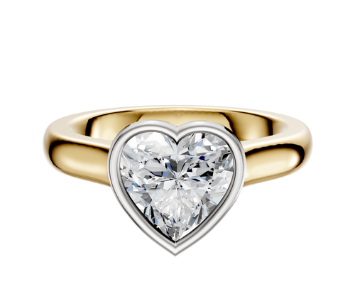 14K Two Tone Bezel Full Bezel East/West Cathedral Dome 3.0mm Engagement Ring