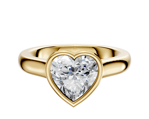 18K Yellow Gold Bezel Full Bezel East/West Cathedral Dome 3.0mm Engagement Ring