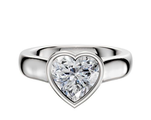 14K White Gold Bezel Full Bezel East/West Cathedral Dome 4.0mm Engagement Ring