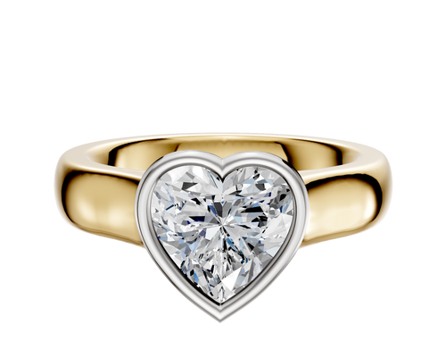 18K Two Tone Bezel Full Bezel East/West Cathedral Dome 4.0mm Engagement Ring