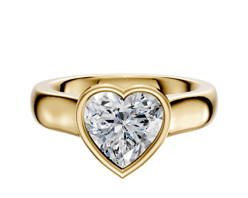 18K Yellow Gold Bezel Full Bezel East/West Cathedral Dome 4.0mm Engagement Ring