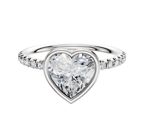 18K White Gold Bezel Full Bezel East/West Classic Dome 1-Row-Pave 2.5mm Engagement Ring