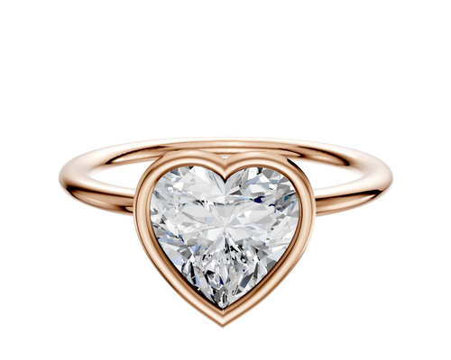 18K Rose Gold Bezel Full Bezel East/West Classic Dome 1.5mm Engagement Ring