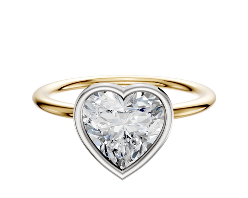 14K Two Tone Bezel Full Bezel East/West Classic Dome 1.5mm Engagement Ring