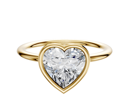 14K Yellow Gold Bezel Full Bezel East/West Classic Dome 1.5mm Engagement Ring