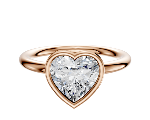 18K Rose Gold Bezel Full Bezel East/West Classic Dome 2.0mm Engagement Ring