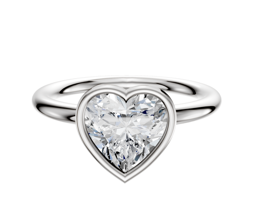 14K White Gold Bezel Full Bezel East/West Classic Dome 2.0mm Engagement Ring