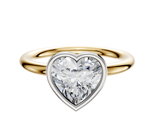 18K Two Tone Bezel Full Bezel East/West Classic Dome 2.0mm Engagement Ring