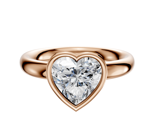 18K Rose Gold Bezel Full Bezel East/West Classic Dome 3.0mm Engagement Ring