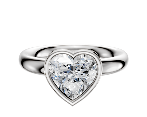 14K White Gold Bezel Full Bezel East/West Classic Dome 3.0mm Engagement Ring
