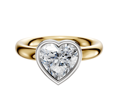 18K Two Tone Bezel Full Bezel East/West Classic Dome 3.0mm Engagement Ring