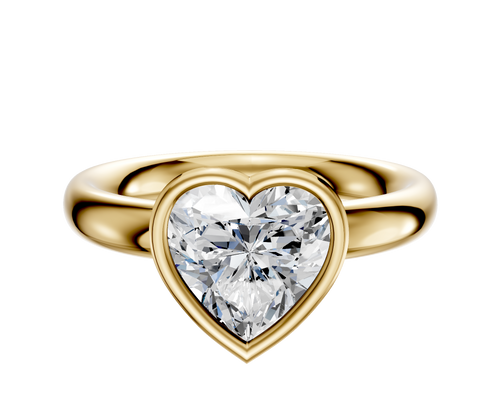 14K Yellow Gold Bezel Full Bezel East/West Classic Dome 3.0mm Engagement Ring