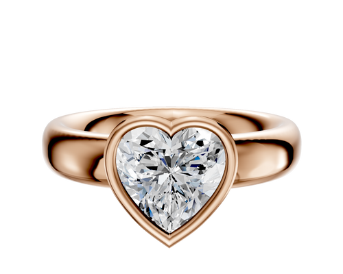 18K Rose Gold Bezel Full Bezel East/West Classic Dome 4.0mm Engagement Ring