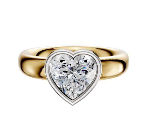 14K Two Tone Bezel Full Bezel East/West Classic Dome 4.0mm Engagement Ring
