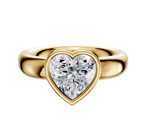 18K Yellow Gold Bezel Full Bezel East/West Classic Dome 4.0mm Engagement Ring
