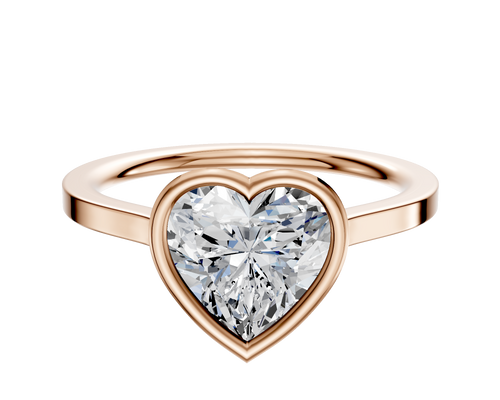 14K Rose Gold Bezel Full Bezel East/West Cathedral Flat 1.5mm Engagement Ring