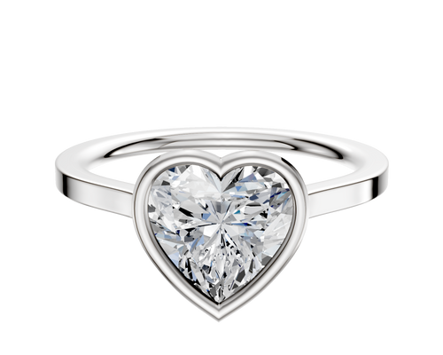 18K White Gold Bezel Full Bezel East/West Cathedral Flat 1.5mm Engagement Ring