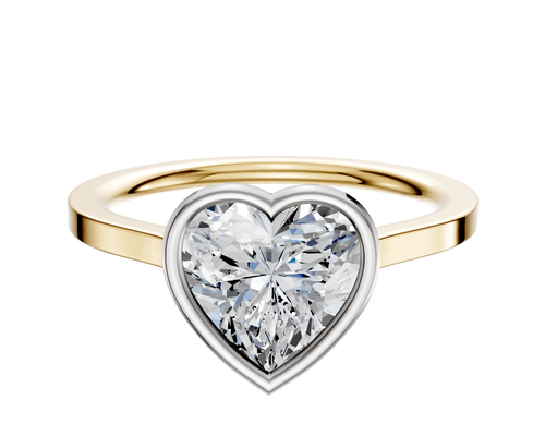 18K Two Tone Bezel Full Bezel East/West Cathedral Flat 1.5mm Engagement Ring