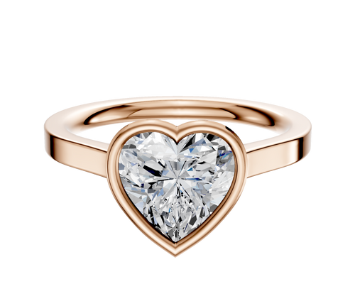 18K Rose Gold Bezel Full Bezel East/West Cathedral Flat 2.0mm Engagement Ring