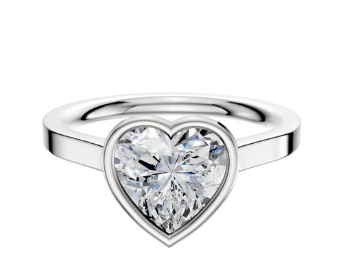 18K White Gold Bezel Full Bezel East/West Cathedral Flat 2.0mm Engagement Ring