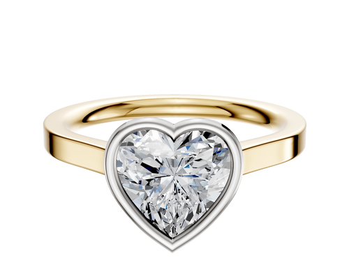 18K Two Tone Bezel Full Bezel East/West Cathedral Flat 2.0mm Engagement Ring
