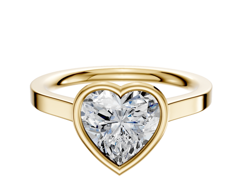 14K Yellow Gold Bezel Full Bezel East/West Cathedral Flat 2.0mm Engagement Ring