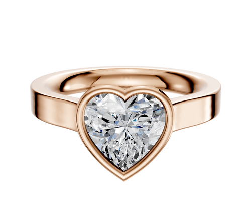 18K Rose Gold Bezel Full Bezel East/West Cathedral Flat 3.0mm Engagement Ring