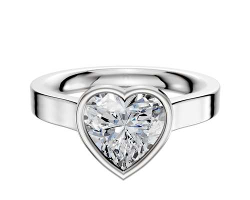 18K White Gold Bezel Full Bezel East/West Cathedral Flat 3.0mm Engagement Ring