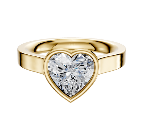 14K Yellow Gold Bezel Full Bezel East/West Cathedral Flat 3.0mm Engagement Ring