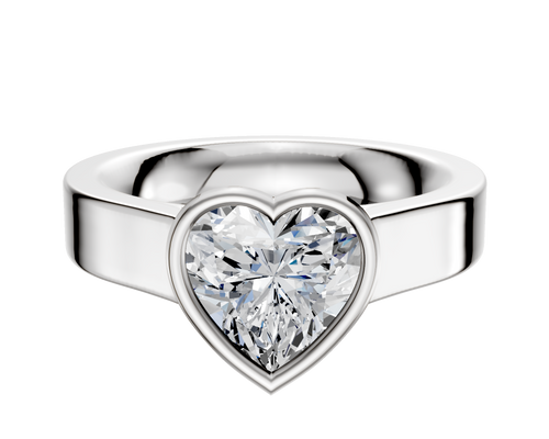 14K White Gold Bezel Full Bezel East/West Cathedral Flat 4.0mm Engagement Ring