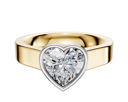 18K Two Tone Bezel Full Bezel East/West Cathedral Flat 4.0mm Engagement Ring