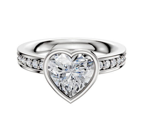 Platinum Bezel Full Bezel East/West Classic Flat 1-Row-Pave 2.5mm Engagement Ring