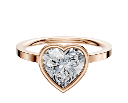 18K Rose Gold Bezel Full Bezel East/West Classic Flat 1.5mm Engagement Ring