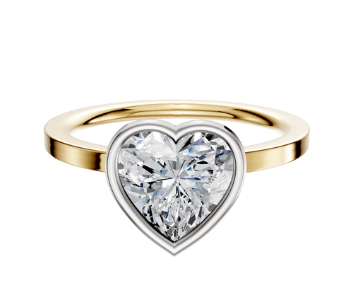 14K Two Tone Bezel Full Bezel East/West Classic Flat 1.5mm Engagement Ring