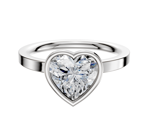 14K White Gold Bezel Full Bezel East/West Classic Flat 2.0mm Engagement Ring