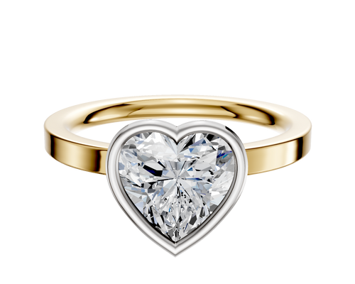 14K Two Tone Bezel Full Bezel East/West Classic Flat 2.0mm Engagement Ring