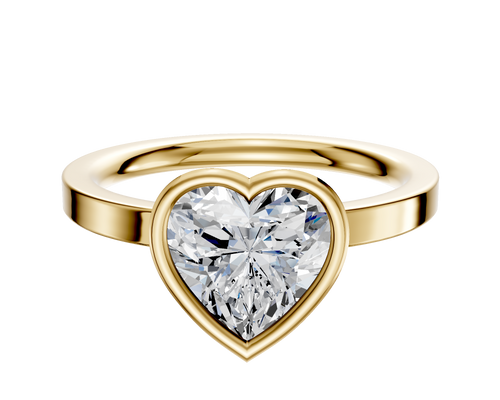 14K Yellow Gold Bezel Full Bezel East/West Classic Flat 2.0mm Engagement Ring
