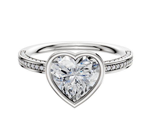 Platinum Bezel Full Bezel East/West Classic Flat 3-Row-Pave 2.0mm Engagement Ring